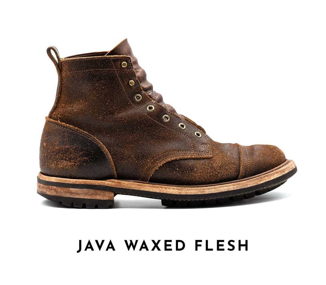 well worn truman boot in java waxed flesh