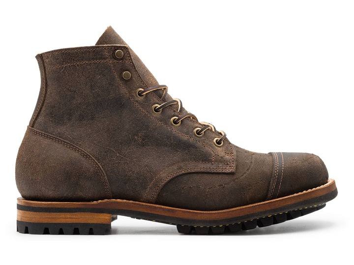 side view of truman boot in stone rambler leather