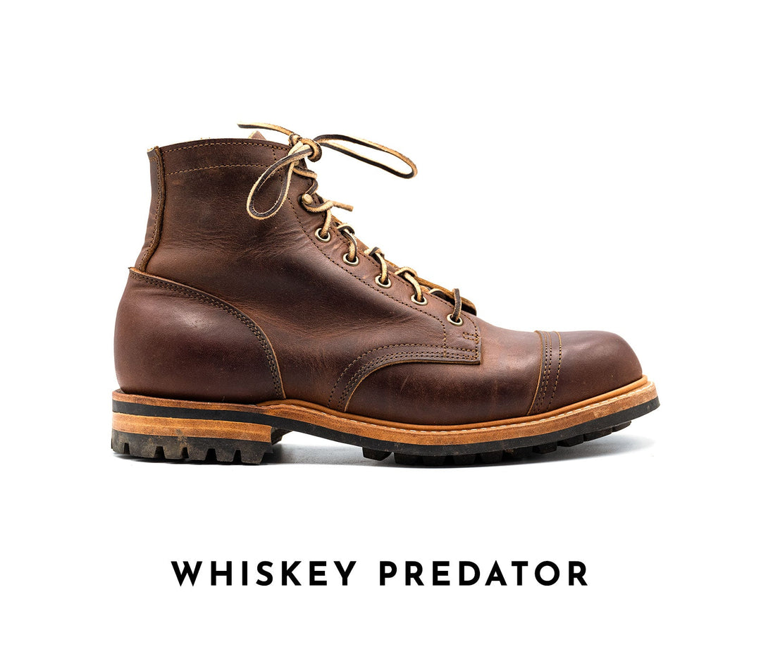 well worn truman boot in whiskey predator leather